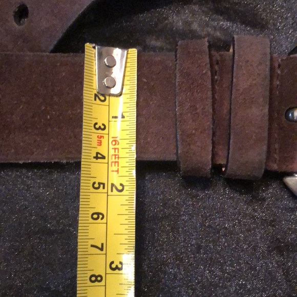 🇮🇹Prada Distressed suede leather large silver tone wide saddle stitch tip belt - Picture 11 of 12